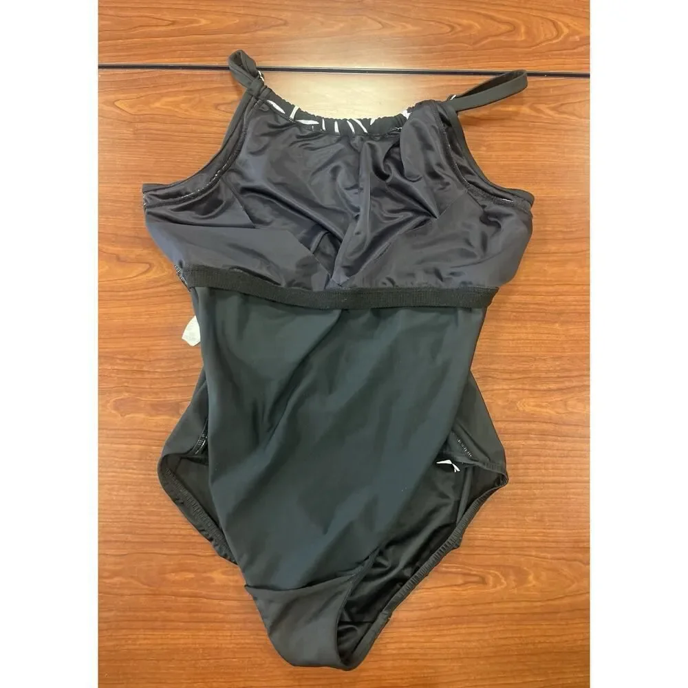 Beachy Trimshaper Bathing Suit Size 20W One Piece Black and White